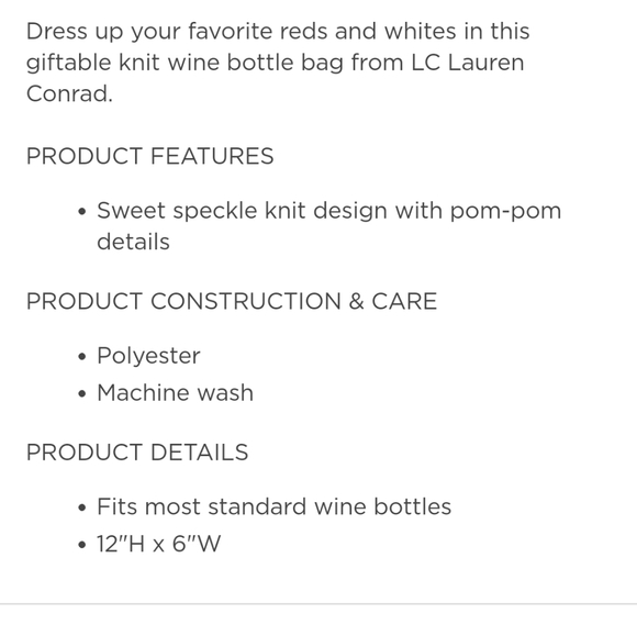 Wine Bag Cover Cozy Sweater Pom Poms Confetti Gift - Picture 2 of 2